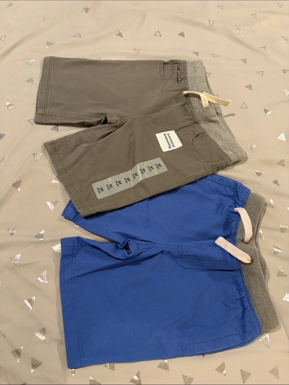 Set of 2 Kids Elastic-Waist Casual Shorts - Gray & Blue
